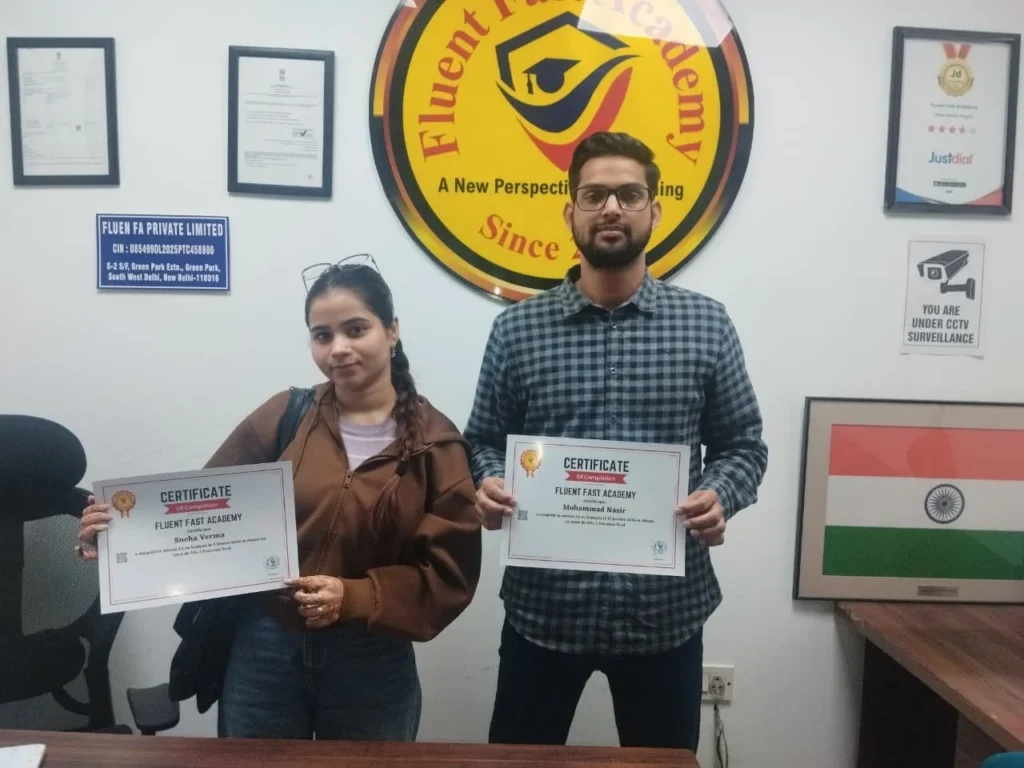 Student attending an online German language class at Fluent Fast Academy